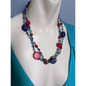 Vintage Southwestern Lapis Lazuli Coral Crystal Necklace